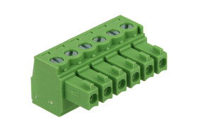 Łączówka; EC381V-06P; 6 torów; R=3,81mm; 11,1mm; 8A; 300V; na panel; kątowe 90°; otwór kwadratowy; śruba prosta; śrubowy; pionow