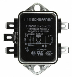 Filtr EMI 3A 1-fazowy 1MΩ 250 V AC/DC 0 → 400Hz 2,5 mH Schaffner Montaż w obudowie
