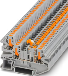 Knife disconnect terminal, push-in connection, 0.5-4.0 mm², 3 pole, 20 A, 6 kV, gray, 1079066