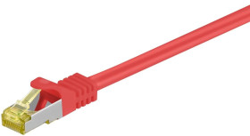 RJ45 patchkabel, CAT 6A S/FTP (PiMF), 500 MHz z CAT 7 kable surowym, Czerwony - Długość kabla 0.25 m
