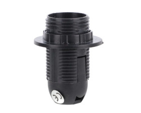 Oprawka E14 - 1 termoplastyczna czarna z kołnierzem D.3027