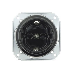 Gniazdo elektryczne Schuko ceramiczne, okrągłe bez ramki, montaż podtynkowy, kolor czarny Ceramic Loft