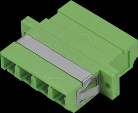 62055Q-K-LG FO adapter, LC Quad / LC Quad, OM5, lime green