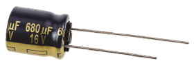 Kondensator 680μF 16V dc Radialny, Otwór przelotowy Panasonic roztaw: 5mm 10 (Dia.) x 12.5mm