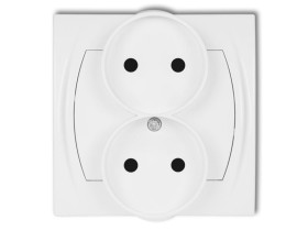 LOGO Gniazdo podwójne do ramki poziomej bez uziemienia (przesłony torów prądowych) biały LGPR-2p KARLIK