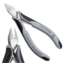 Szczypce boczne tnące dla elektroników 130mm precyzyjne zwężone z małym ścięciem KNIPEX 77 32 130 ESD