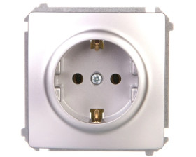 Simon Basic Gniazdo wtyczkowe z uziemieniem Schuko 16A 250V srebrny mat BMGSz1.01/43