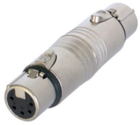 Adapter, XLR socket 5 pole to XLR socket 5 pole, silver, NA5FF
