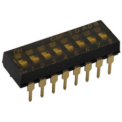 C &amp; K Switches SDA02H0SB Slide Dip Switch SPST 2 Switches 0.1A 5VDC SMT