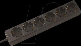 381.141S Steckdosenleiste SELLY, 6-fach, Typ F - CEE 7/3, schwarz