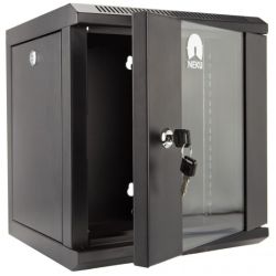 Szafa wisząca RACK 10" 6U 300mm drzwi szklane czarna NEKU TS