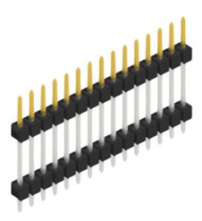 Pin header, 15 pole, pitch 2.54 mm, straight, black, SL514715S