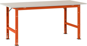 Manuflex AS0021.2001 Stół pakowy PACKPOOL standard z płytą melaminową, szer. X gł. X wys. = 1750 x 800 x 760-870 mm czer