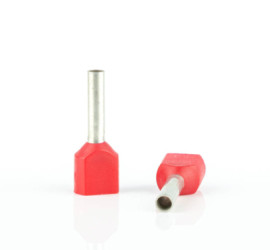 Insulated twin wire end ferrule, 1.0 mm², 25 mm/18 mm long, DIN 46228-4, red, BYB-4-18H0092