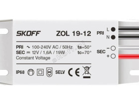 Zasilacz napięciowy typ ZOL19-12 100 - 240 V AC / 12 V DC 19 W IP 68 0 0