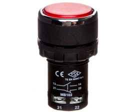 Przycisk sterowniczy monoblok, kryty, niestabilny, 1NO+1NC, czerwony T0-MB102DK