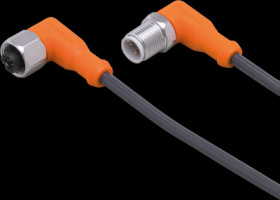 Sensor actuator cable, M12 cable plug, angled, A to M12 cable socket, angled, A, 5 pole/4 pole, 0.3 m, PUR, black, 2 A, EVC09A