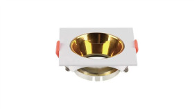 Oprawa Punktowa Oczko Gu10 Ip20 Biała+Złoty Połysk Kwadrat 6654