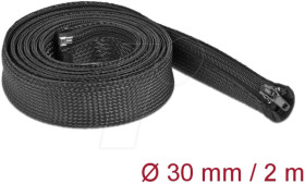 19168 Braided cable sleeve with rip-tape fastening, 2 m x 30 mm, black
