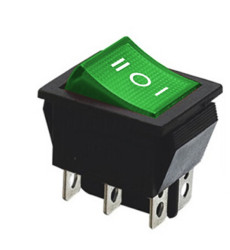 Przełącznik kołyskowy RS203-6C3G 16A 250V on-off-on zielony podświetlany (KCD4)