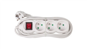 Przedłużacz Z Wyłącznikiem 3-Gniazda Z/U 3M /H05vv-F 3G1/ Biały P1313
