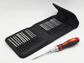 Zestaw końcówek do wkrętaka Hexagon, Phillips, Pozidriv, Slotted, Spanner, Torq Set, Star, Tri-Wing l. elementów: 33