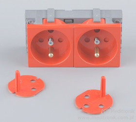 Gniazdo zasilające 230V podwójne 90x45 Mosaic z blokadą