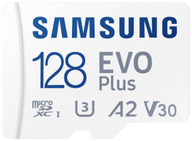 Samsung EVO Plus microSD Produkt nowy 128 GB UHS-I, v30 Video Speed Class, A2 Application Performance Class zaw. kartę p