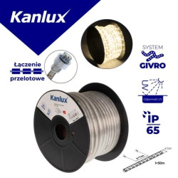 Wąż świetlny GIVRO LED 50M-NW 2W/M 120lm/m 4000K IP65 rolka 50mb Odporność UV zasilanie przelotowe 38577