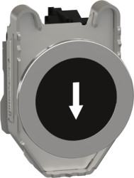 Pushbutton, labeled arrow, unlit, groping, 1 Form A (N/O), waistband round, black, front ring metal, mounting Ø 30.5 mm, XB4FA33