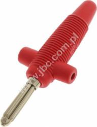 BUELA 300 RT Wtyk izolowany 4mm z otw.4mm, przyłącze lutowane, 30A, czerwony, Hirschmann, 931667101, BUELA300RT