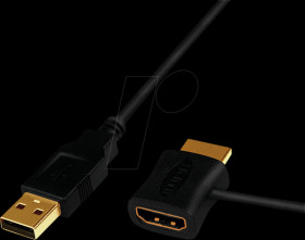 CH0081 HDMI power adapter, USB-A/M to HDMI-A/M + HDMI-A/F, black, 0.5 m