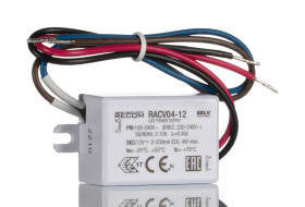 Sterownik LED napięcie wyjciowe: 12V dc 330mA napięcie wejściowe: 90→ 264 V ac stabilizowany napięciowo 4W Recom