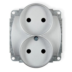 TREND Gniazdo podwójne b/u srebrny 5GPR-2p