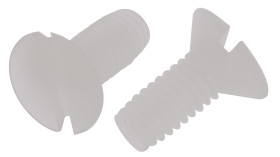 Śruby maszynowe M2.5 łeb z łbem stożkowym Nylon długość 6.0mm skok 0.45mm