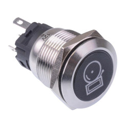 Alarm' Blue LED Latching 19mm Vandal Push Button Switch SPDT 12V