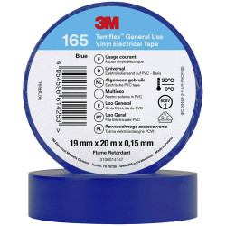 3M 165BL5E Temflex&#x2122; 165 Electrical Tape Blue 20 m x 19 mm 1 pc