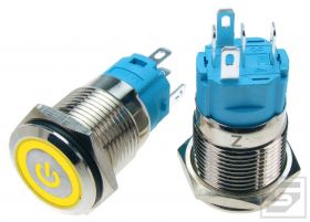 Przycisk LB16BP/LED:Y 9-24VDC POWER żółty; 16mm; bistabilny; 3A/250V