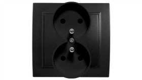 Quadra Gniazdo Podwójne Z Bolcem Do Ramek Czarne