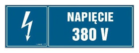 ZNAK - HI001 Napięcie 380 V 30 x 10 cm FN - Folia samoprzylepna