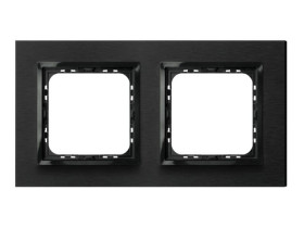 IMPRESJA PRESTIGE Ramka 2 podwójna aluminiowa 4 mm szczotkowany antracyt + ramka czarna R-2YAC/64/25 OSPEL