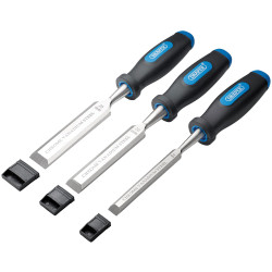 Draper 31306 Soft Grip Bevel Edge Wood Chisel Set (3 Piece)