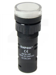 Kontrolka AD16-16E/W-24VAC/DC;16mm; biała;podśw.LED 24V;IP40;ONPOW