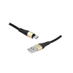 Kabel USB-microUSB 2m czarny LX8571B 2M plecion