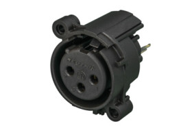 XLR panel socket, 3 pole, gold-plated, plastic, NC3FAV-0