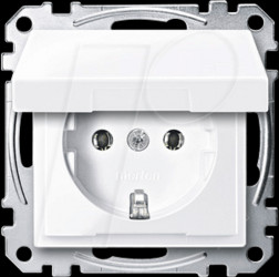 MEG2311-0325 Socket insert with hinged cover - System M, active white, glossy