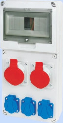 Rozdzielnica RSE-03 okienko 8 modułów okablowana 2x32A 3P+N+Z 400V, 3x16A 2P+Z 250V IP54 942082