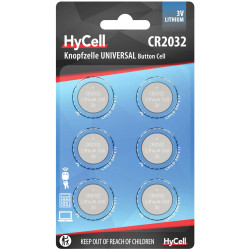HyCell 1516-0026 Button Cell CR2032 3V 200mAh Lithium Pack of 6