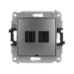 ICON Mechanizm gniazda podwójnego HDMI 2.0, bez pola opisowego grafitowy 11IHDMIBO-4