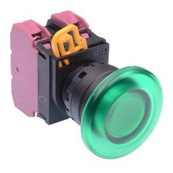 YW1L-A4E02Q4G Green 24V illuminated 22mm Mushroom Maintained Push Button Switch 2NC IP65 IDEC